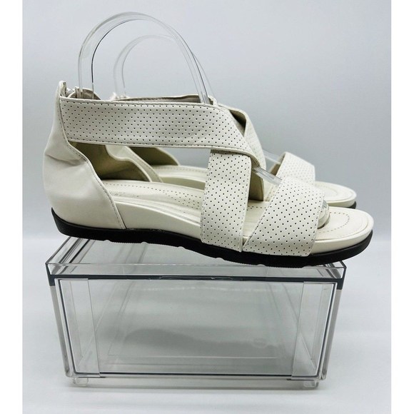 Whites Shoes - ALEXIS Bendel Women's Daere Perforated Crisscross Sandals - White, Size US 7.5M